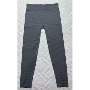 ATHLETA Women's (L) Cobblestone Gray Silver Shimmer Stripe Seamless Leggings